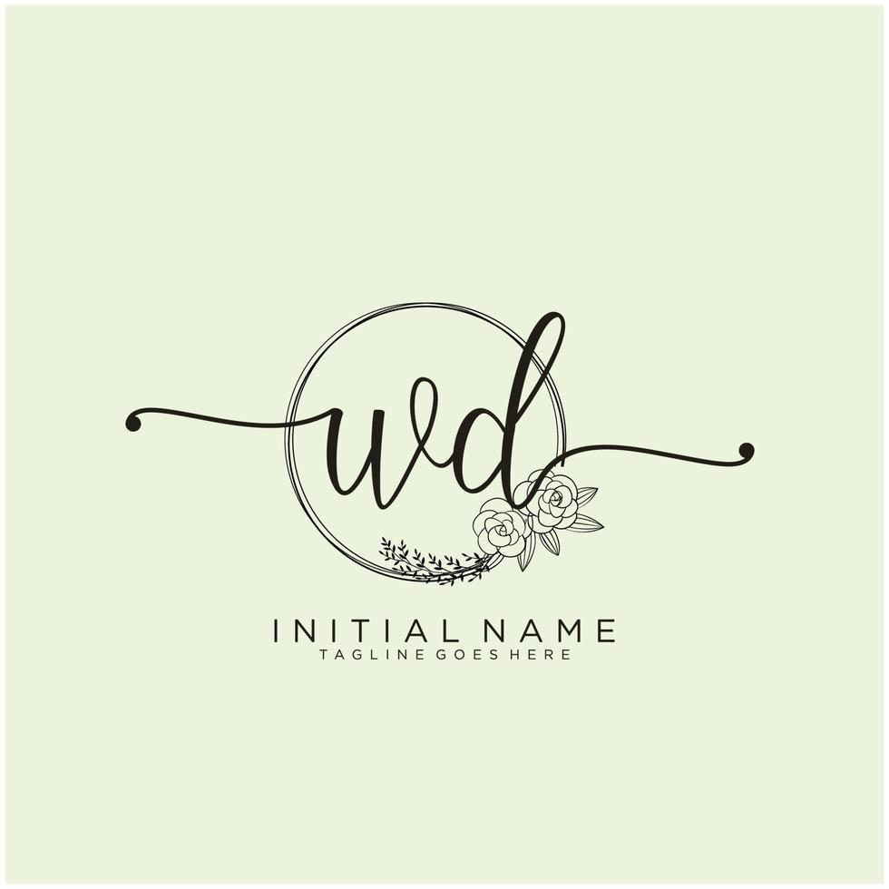 inicial wd femenino logo colecciones modelo. escritura logo de inicial firma, boda, moda, joyería, boutique, floral y botánico con creativo modelo para ninguna empresa o negocio. vector