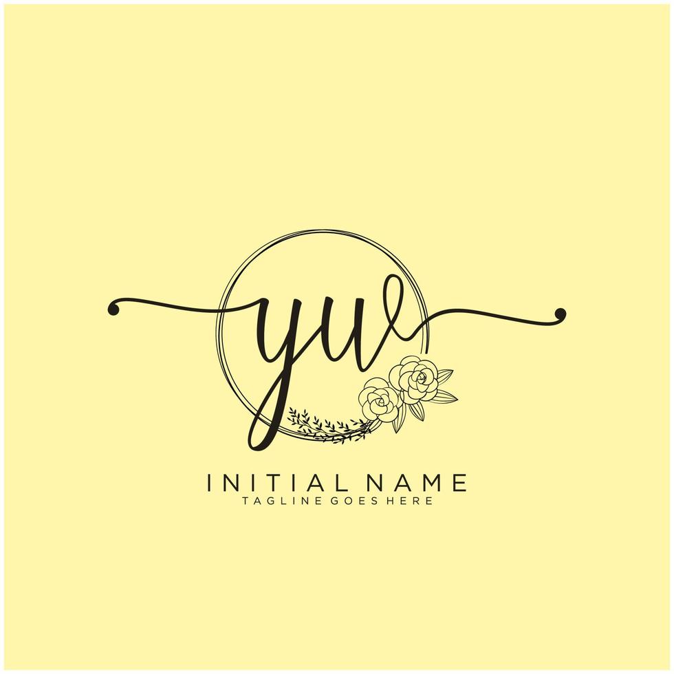 Initial YW feminine logo collections template. handwriting logo of initial signature, wedding, fashion, jewerly, boutique, floral and botanical with creative template for any company or business. vector