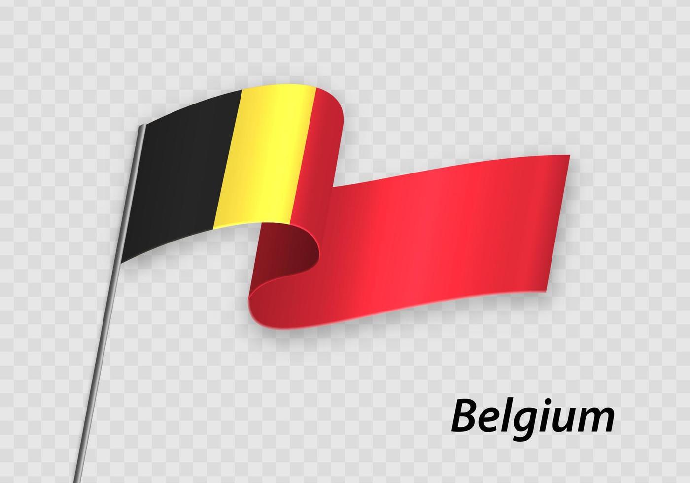 Waving flag of Belgium on flagpole. Template for independence day vector