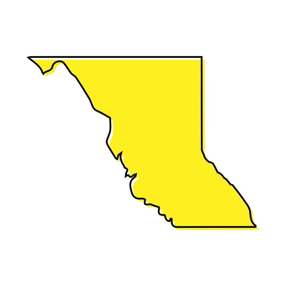 Simple outline map of British Columbia is a province of Canada. vector
