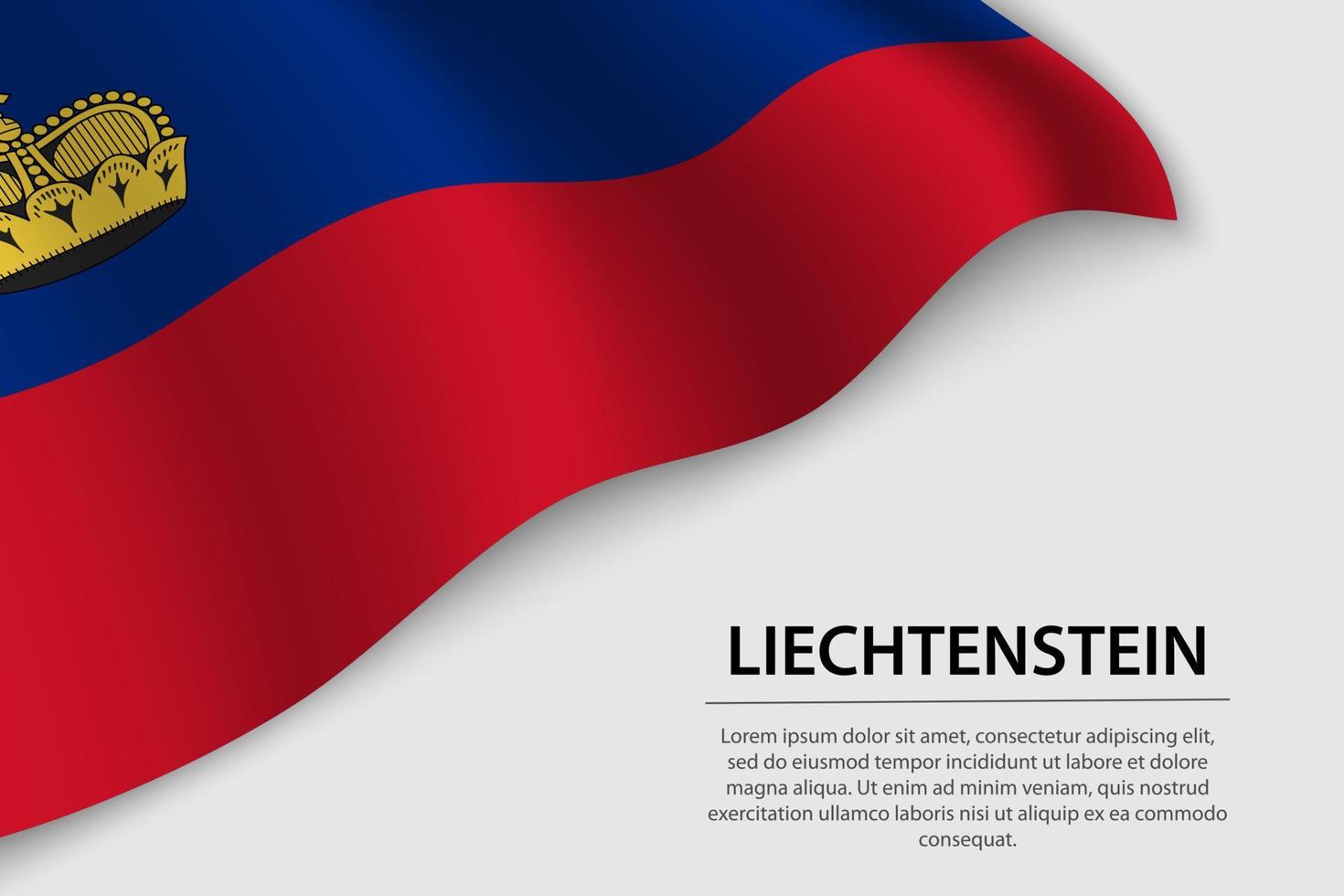 Wave flag of Liechtenstein on white background. Banner or ribbon vector