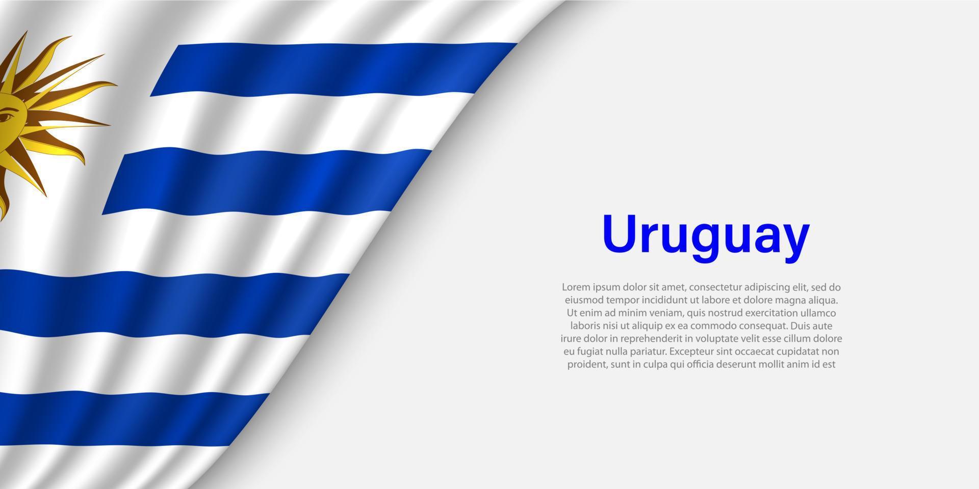 ola bandera de Uruguay en blanco antecedentes. vector