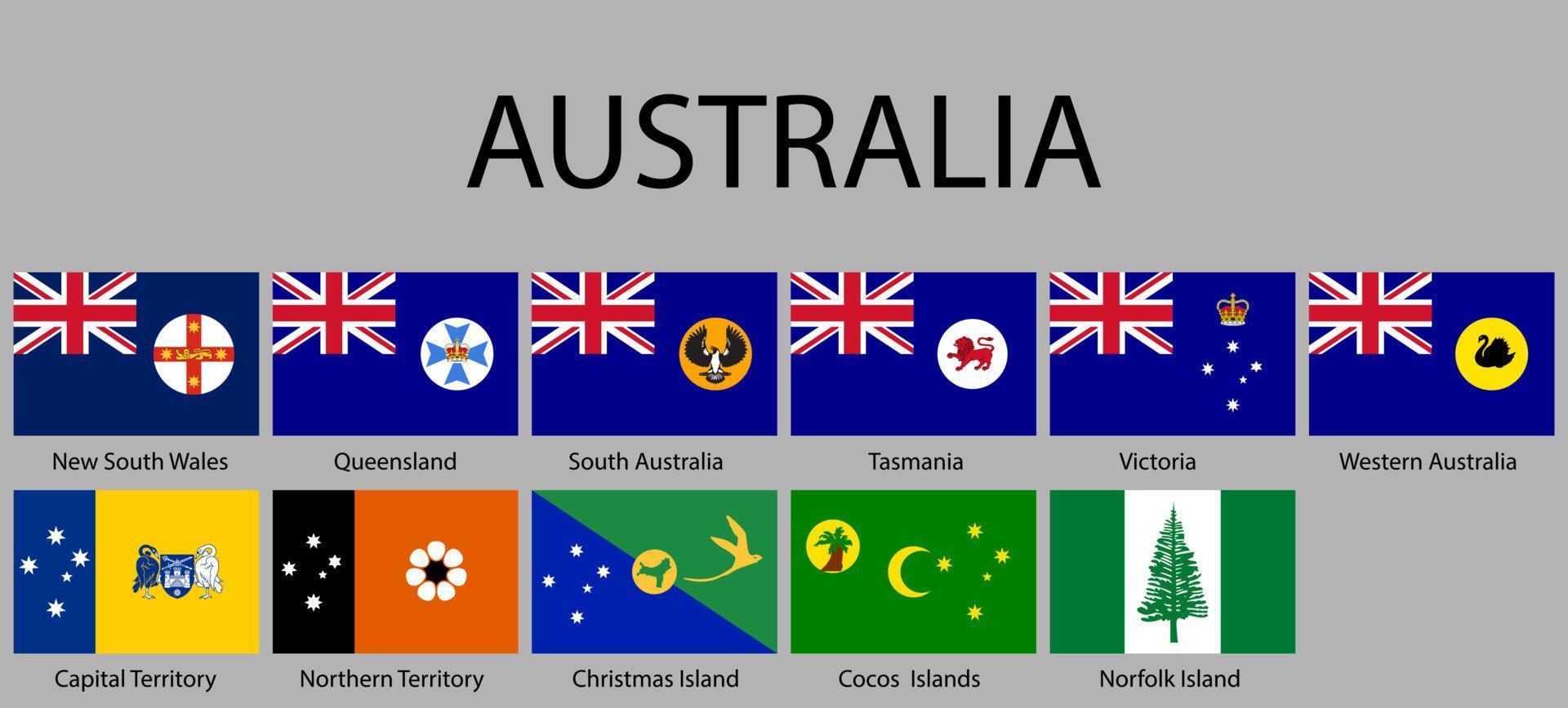 all Flags states of Australia vector