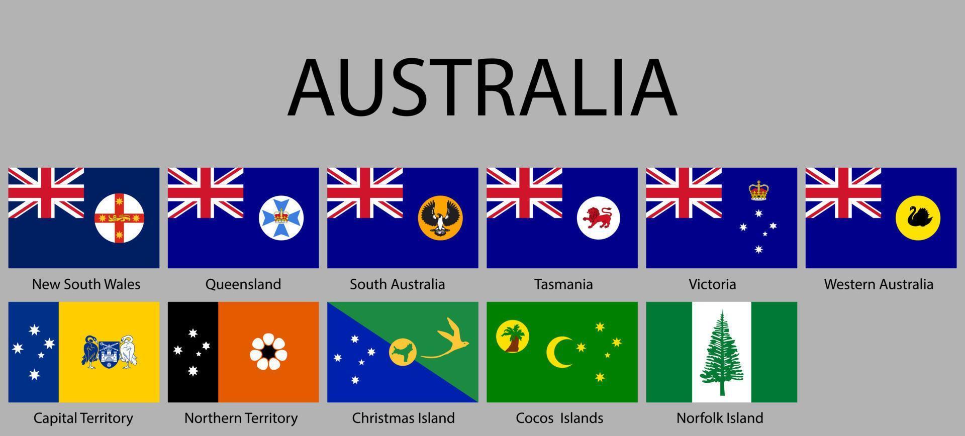 todas banderas estados de Australia vector