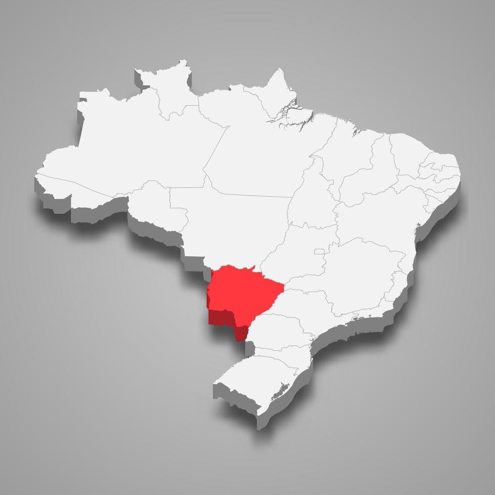 state location within Brazil 3d map Template for your design vector