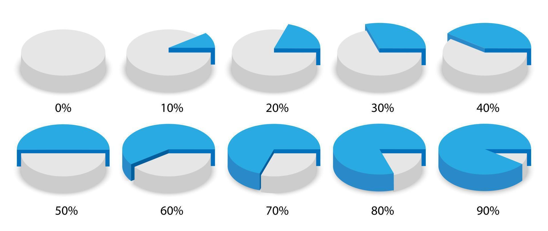 3d circle percent infographic. Round chart on white background vector