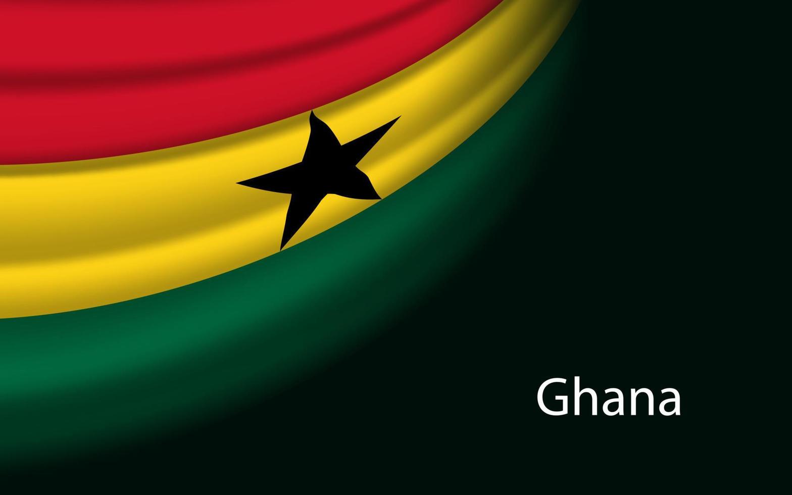 Wave flag of Ghana on dark background. vector