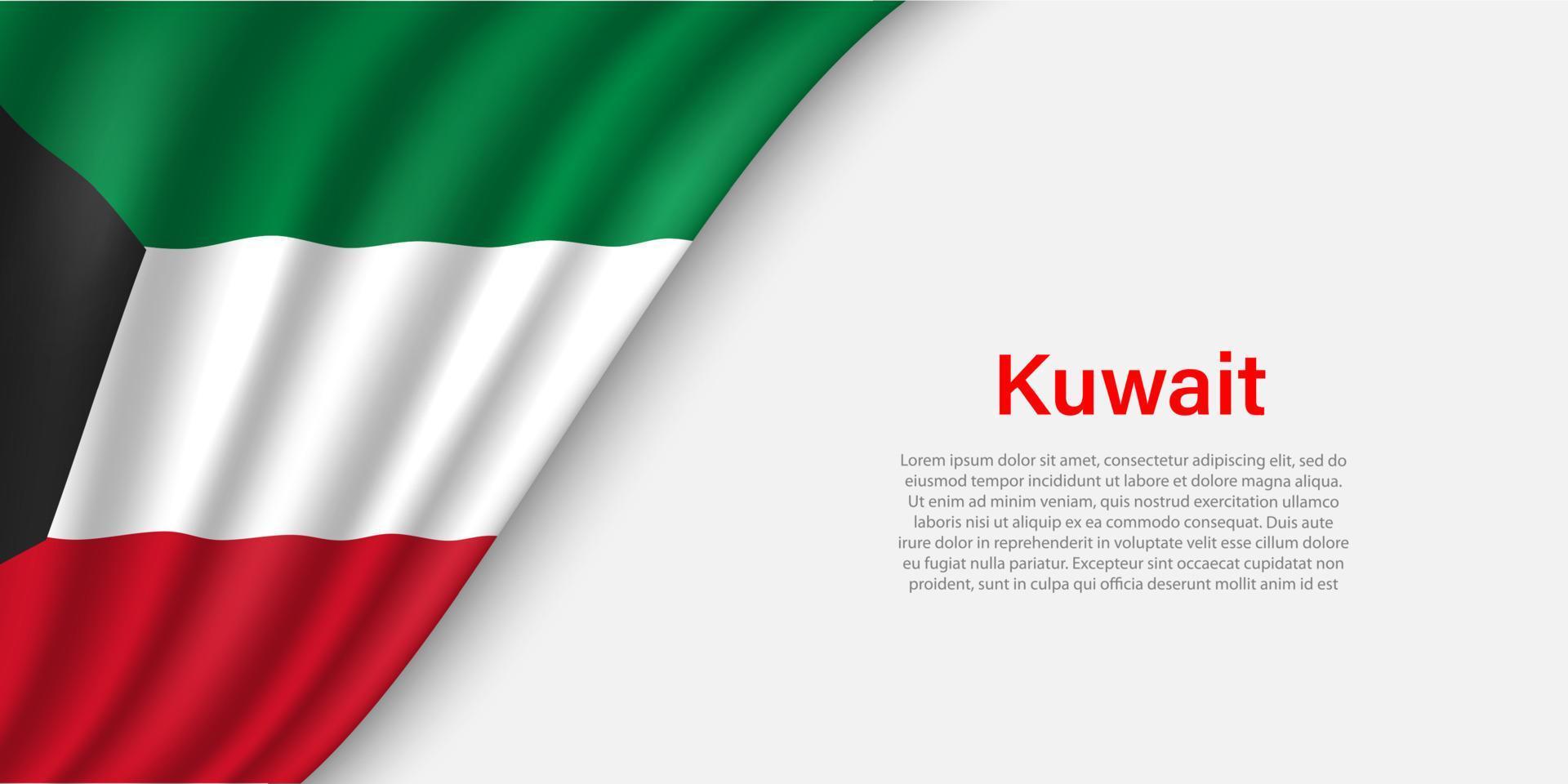 Wave flag of Kuwait on white background. vector