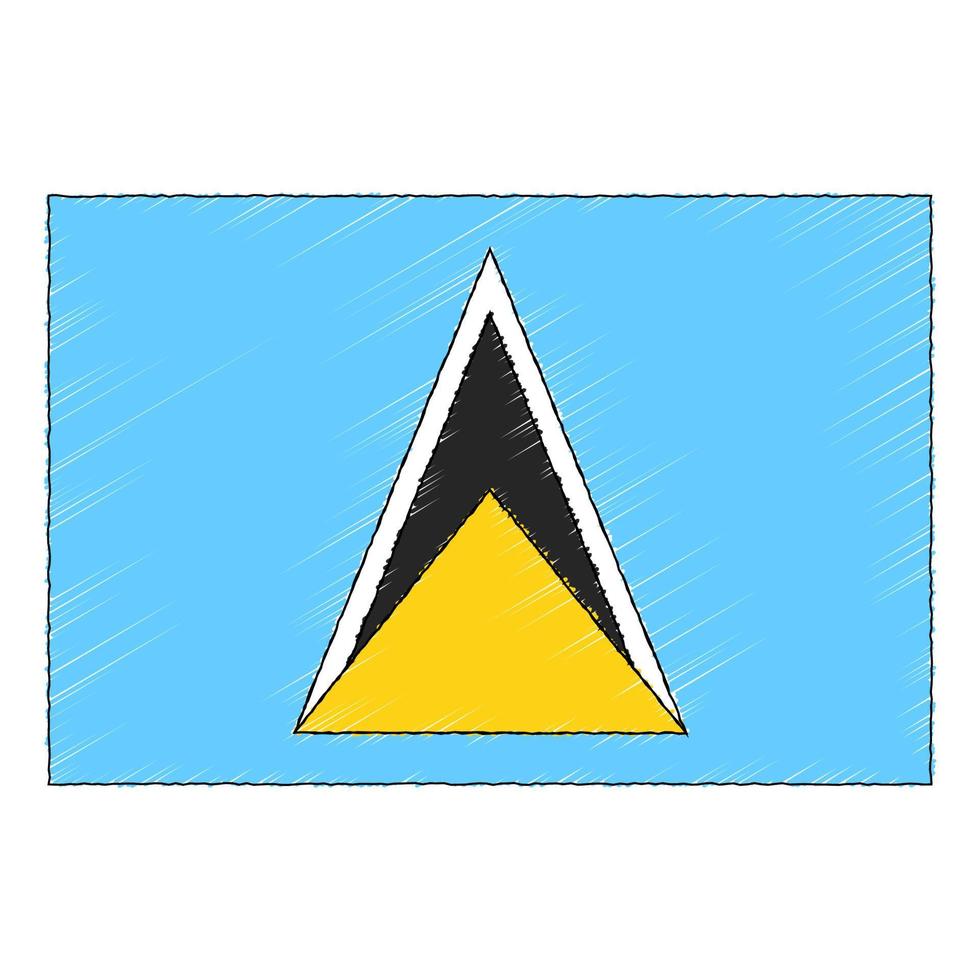 Hand drawn sketch flag of Saint Lucia. doodle style icon vector