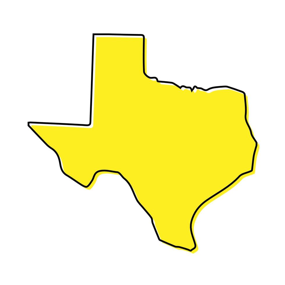 sencillo contorno mapa de Texas es un estado de unido estados estilizar vector