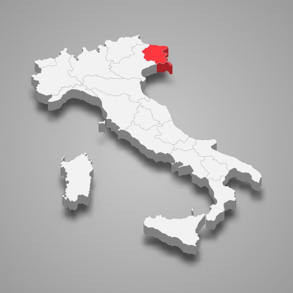 región ubicación dentro Italia 3d mapa modelo para tu diseño vector