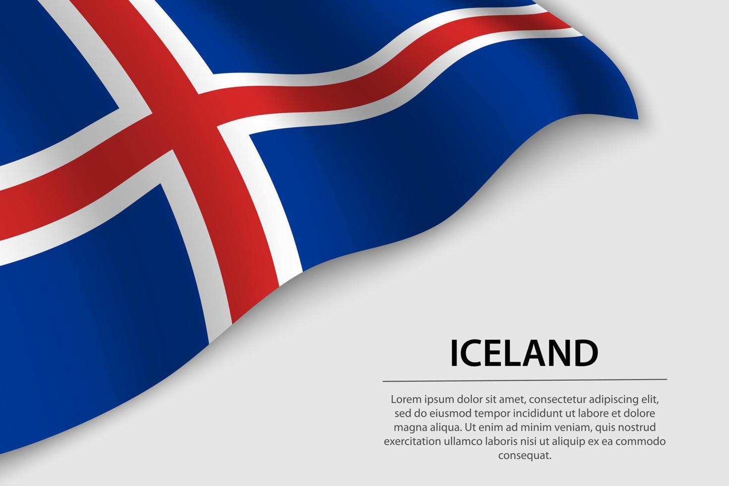 Wave flag of Iceland on white background. Banner or ribbon vecto vector