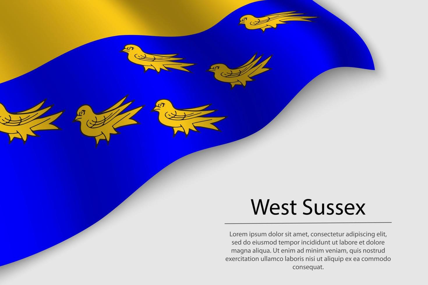 Wave flag of West Sussex is a county of England. Banner or ribbo vector