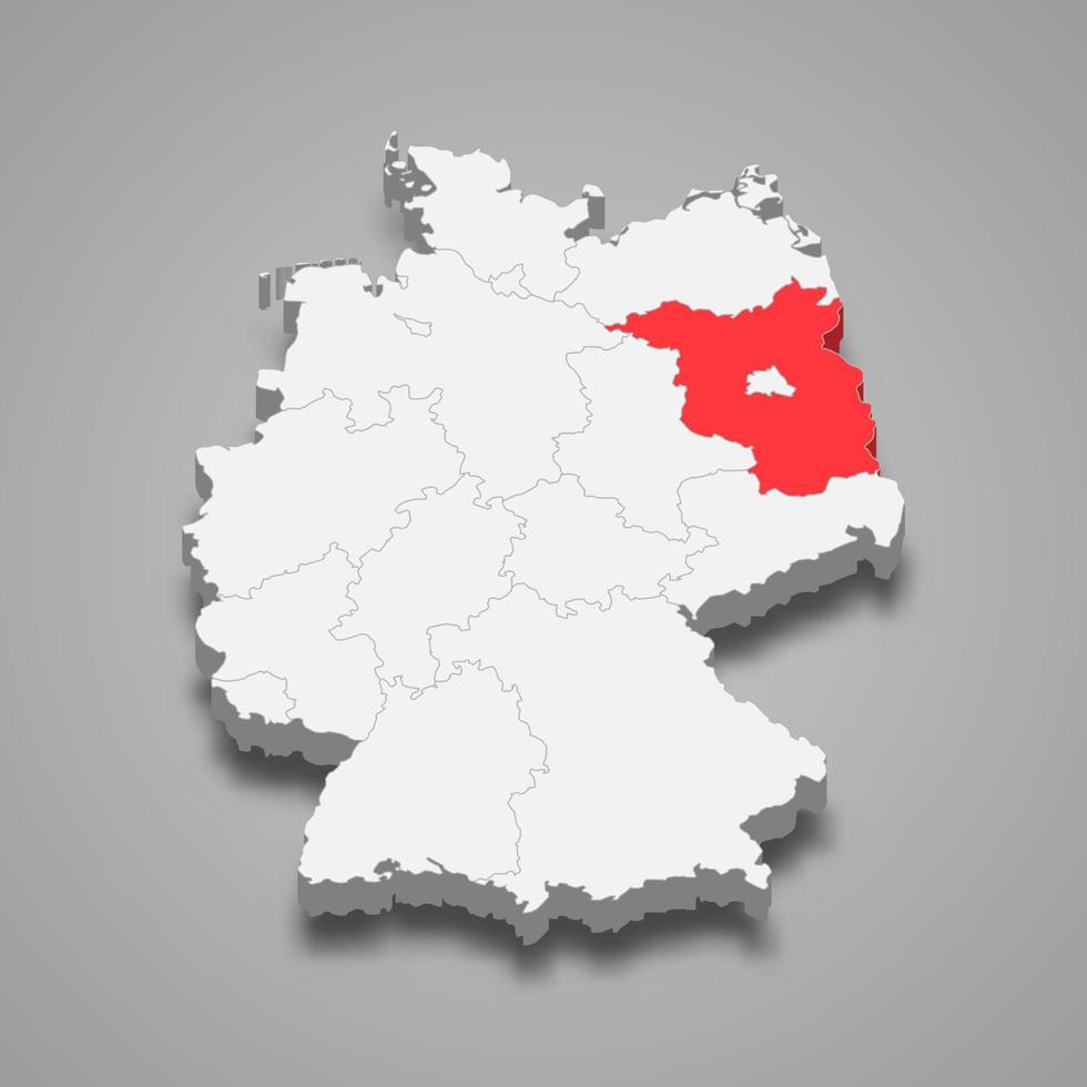 estado ubicación dentro Alemania 3d mapa modelo para tu diseño vector