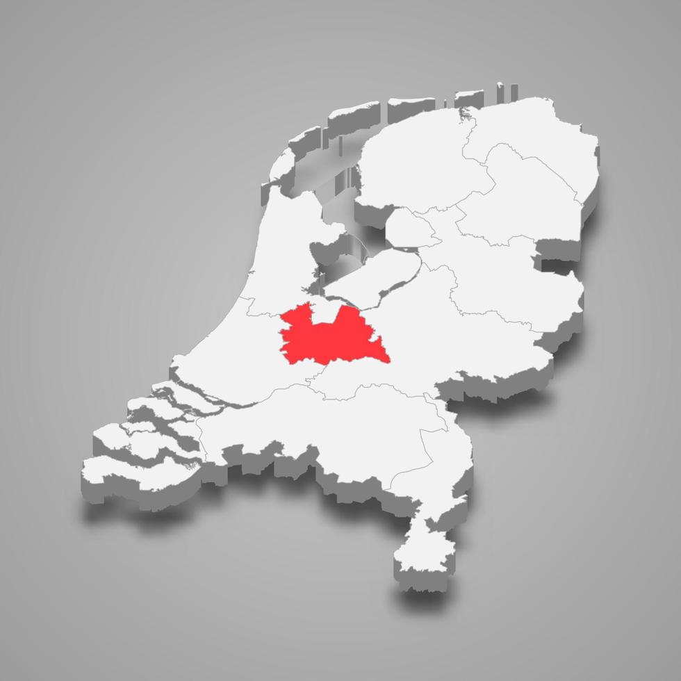 Utrecht province location within Netherlands 3d map vector