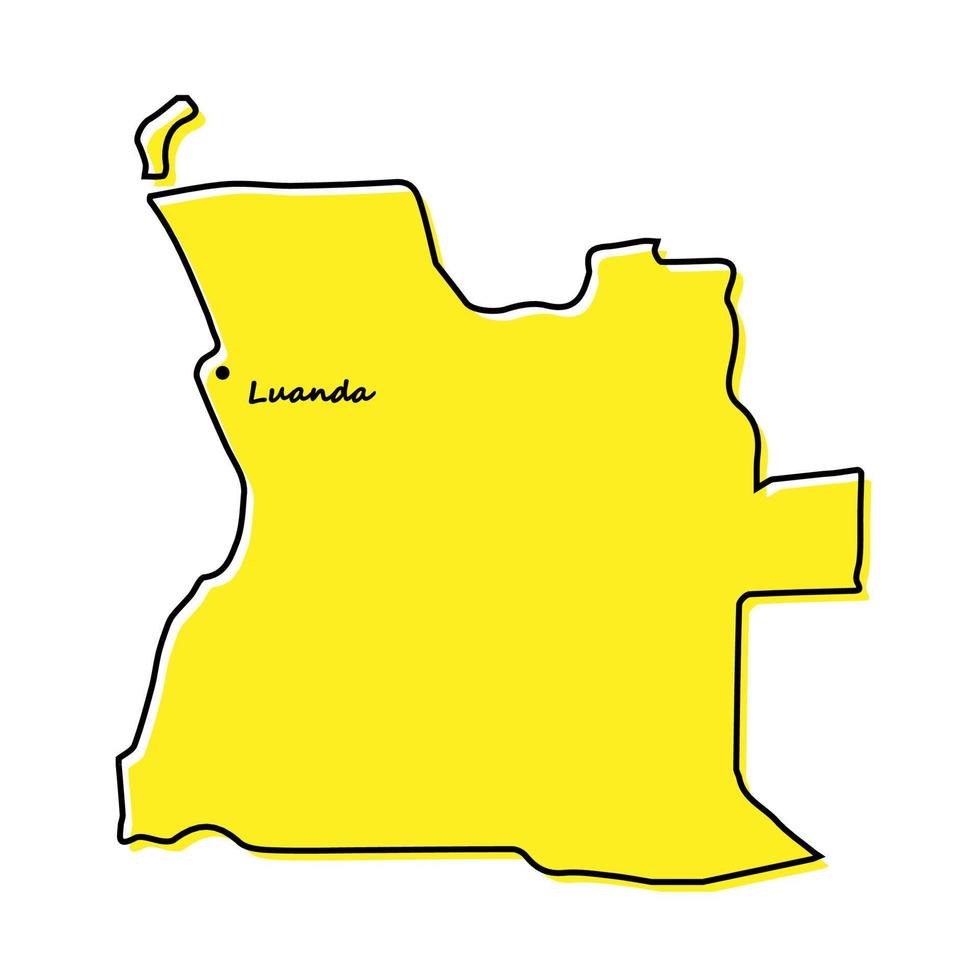 Simple outline map of Angola with capital location vector