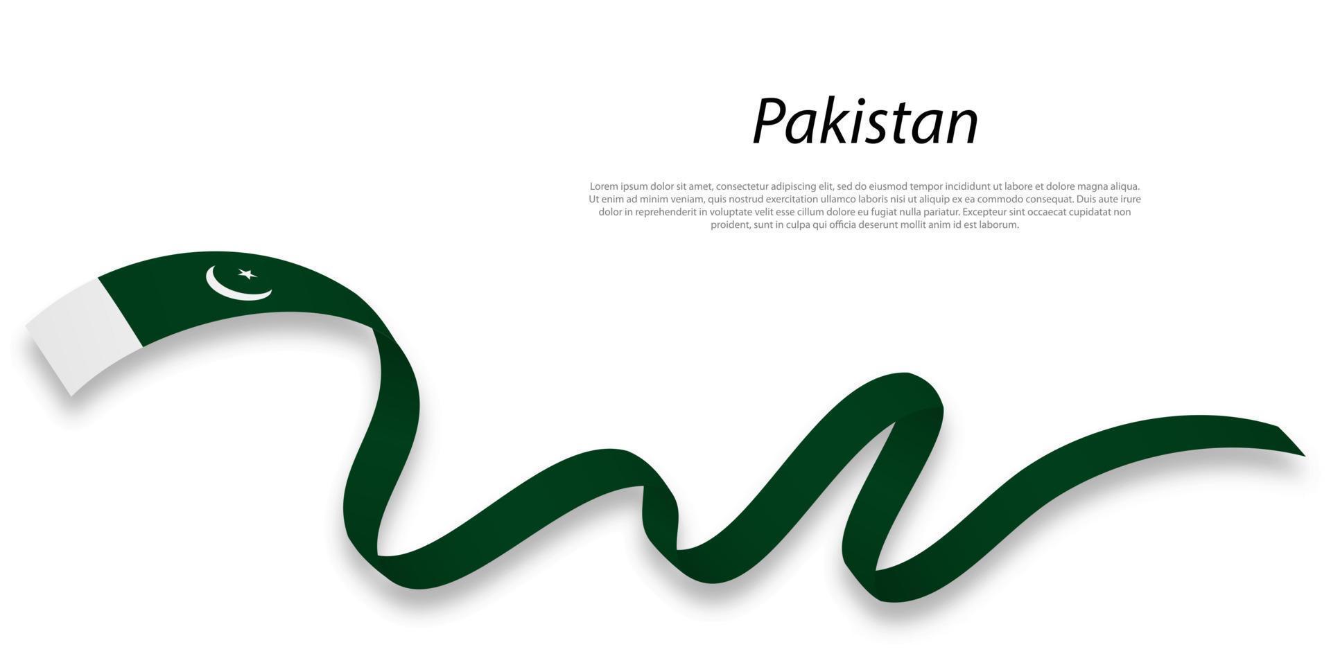 Waving ribbon or banner with flag of Pakistan. vector