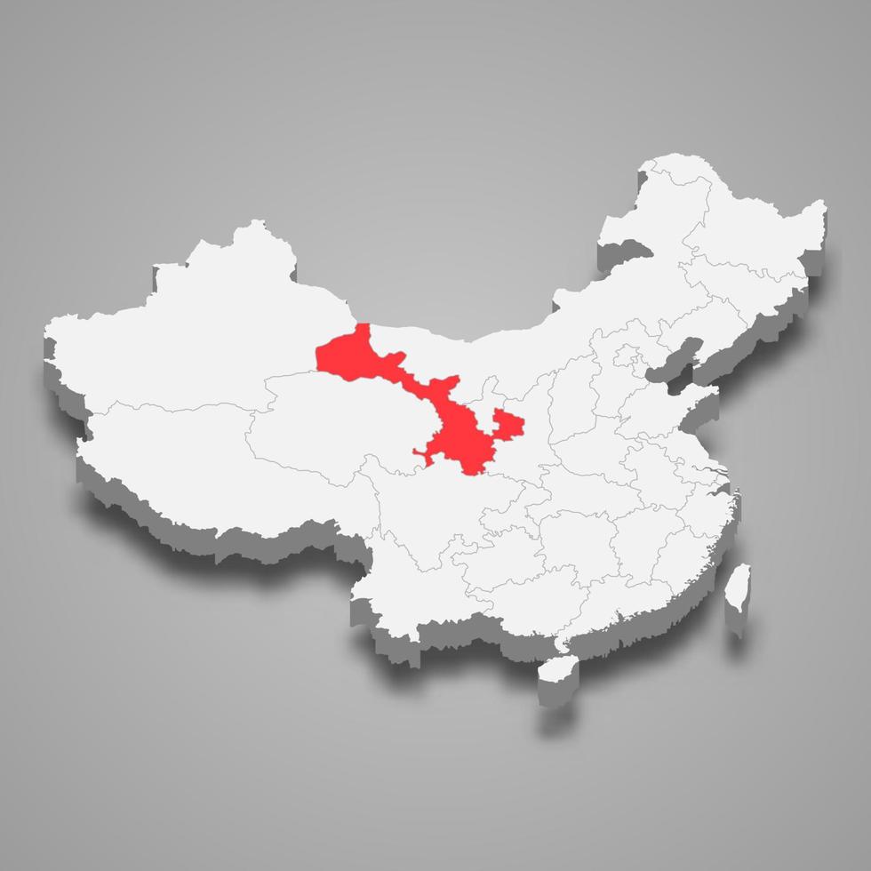 provincia ubicación dentro China 3d mapa modelo para tu diseño vector