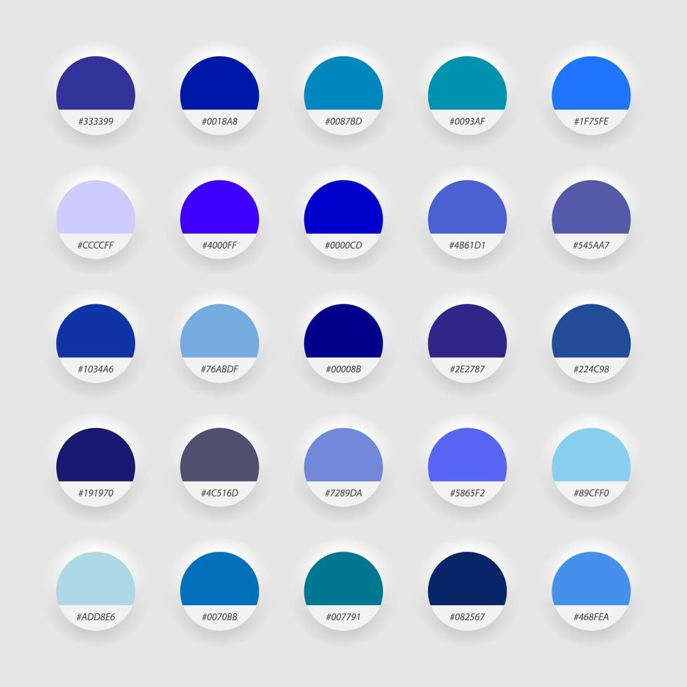 Shades of blue swatch color palette. Neomorphism Style template for your design vector