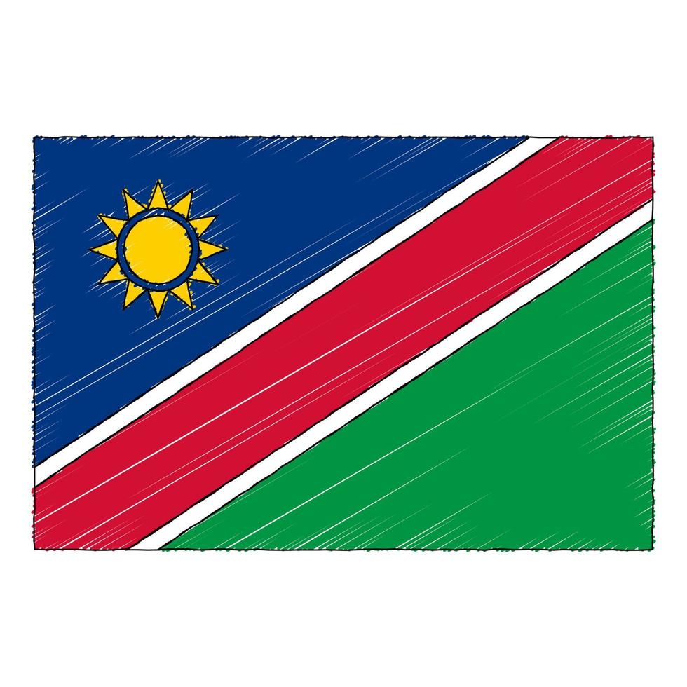 mano dibujado bosquejo bandera de Namibia. garabatear estilo icono vector