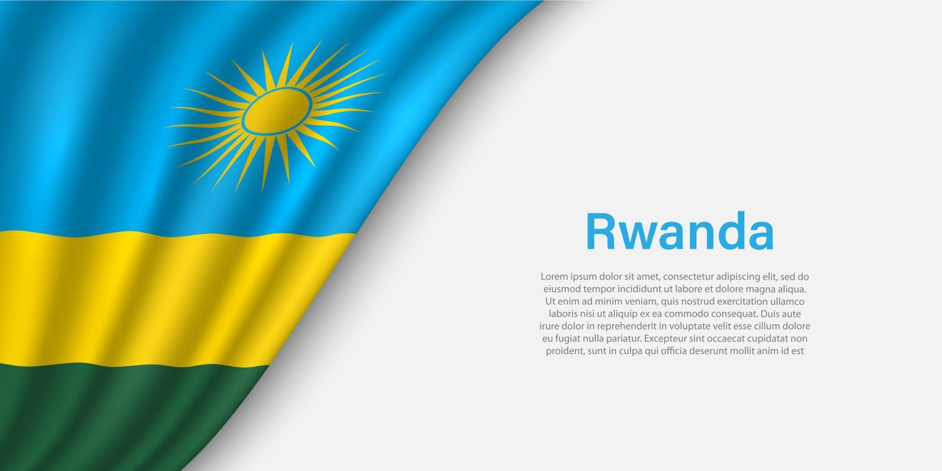 Wave flag of Rwanda on white background. vector