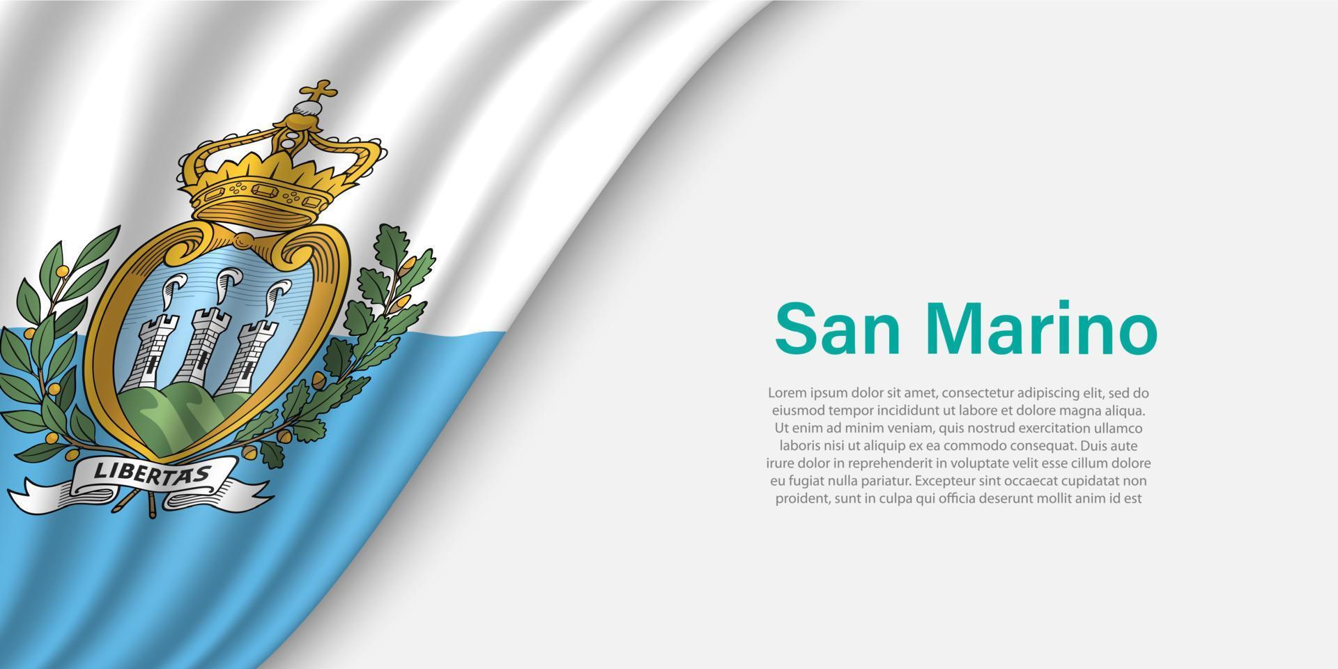 Wave flag of San Marino on white background. vector