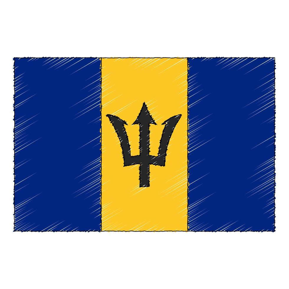 Hand drawn sketch flag of Barbados. doodle style icon vector