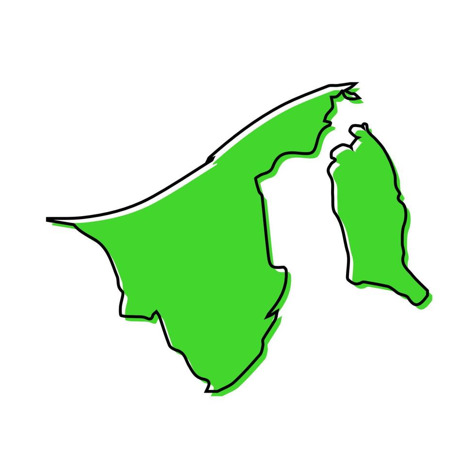Simple outline map of Brunei. Stylized line design vector