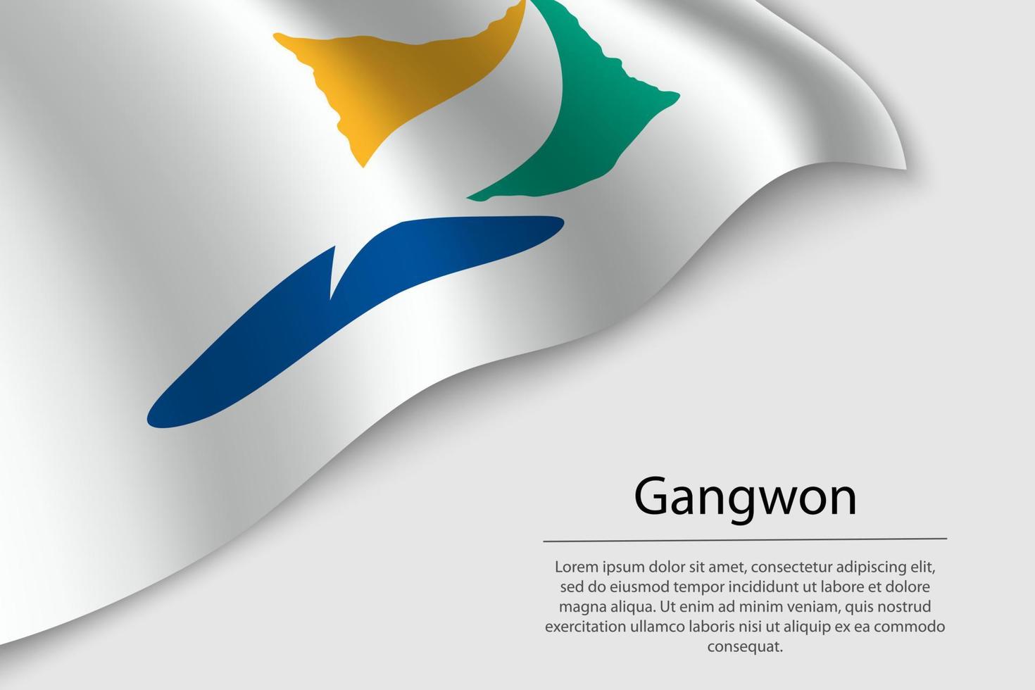 Wave flag of Gangwon is a state of South Korea. vector