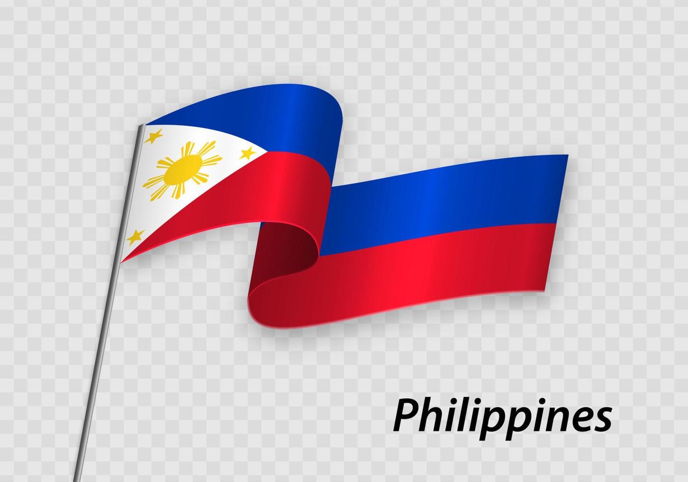 Waving flag of Philippines on flagpole. Template for independenc vector