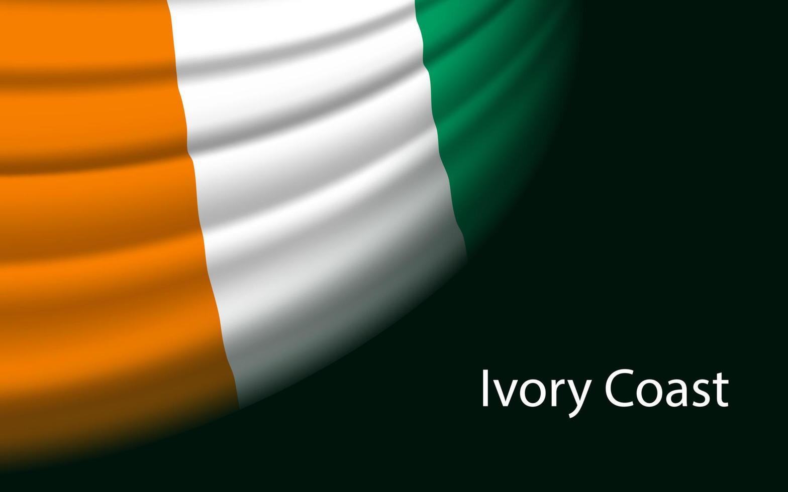 Wave flag of Ivory Coast on dark background. vector