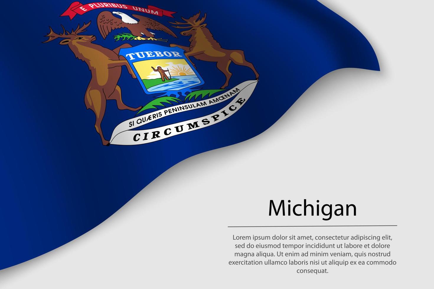 Wave flag of Michigan is a state of United States. vector