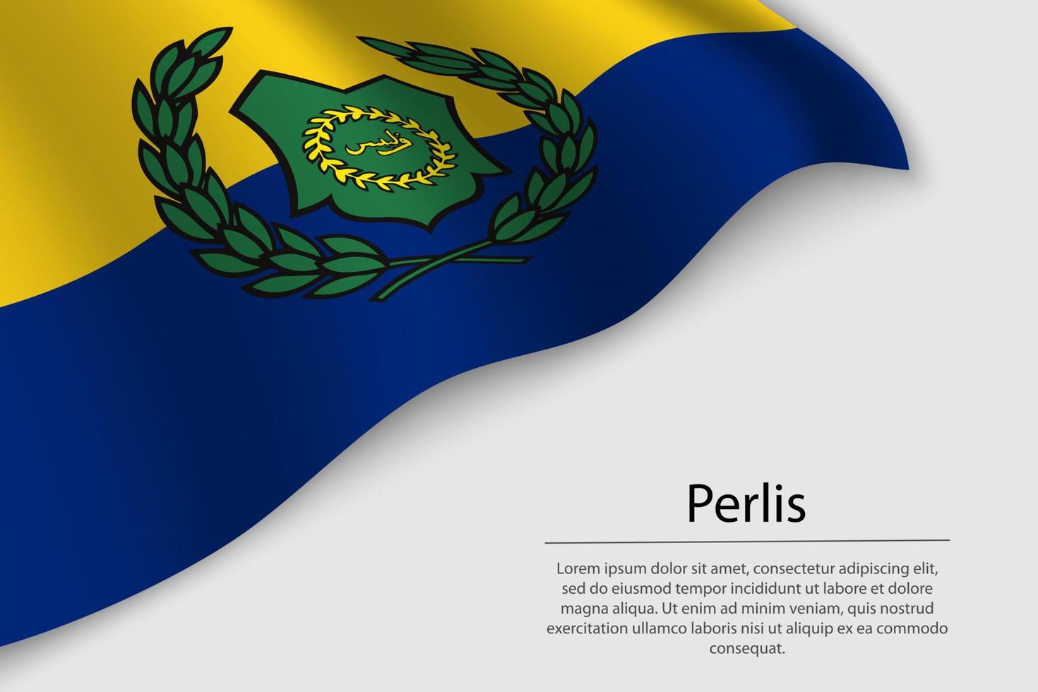 Wave flag of Perlis is a region of Malaysia vector