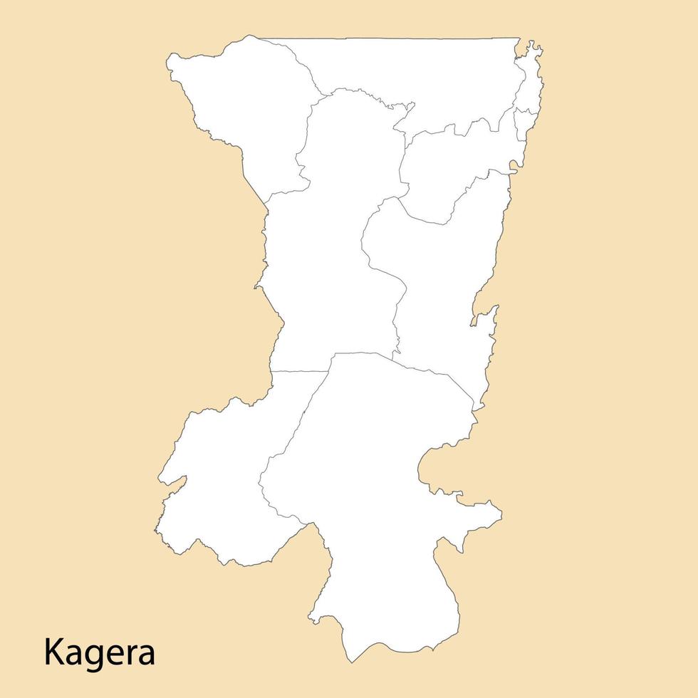 alto calidad mapa de kagera es un región de Tanzania vector