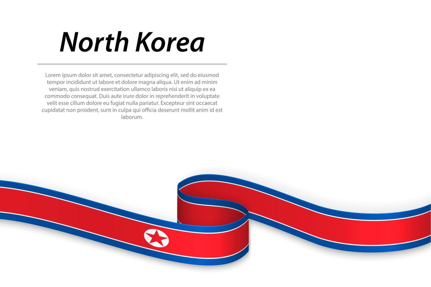 Waving ribbon or banner with flag of North Korea vector