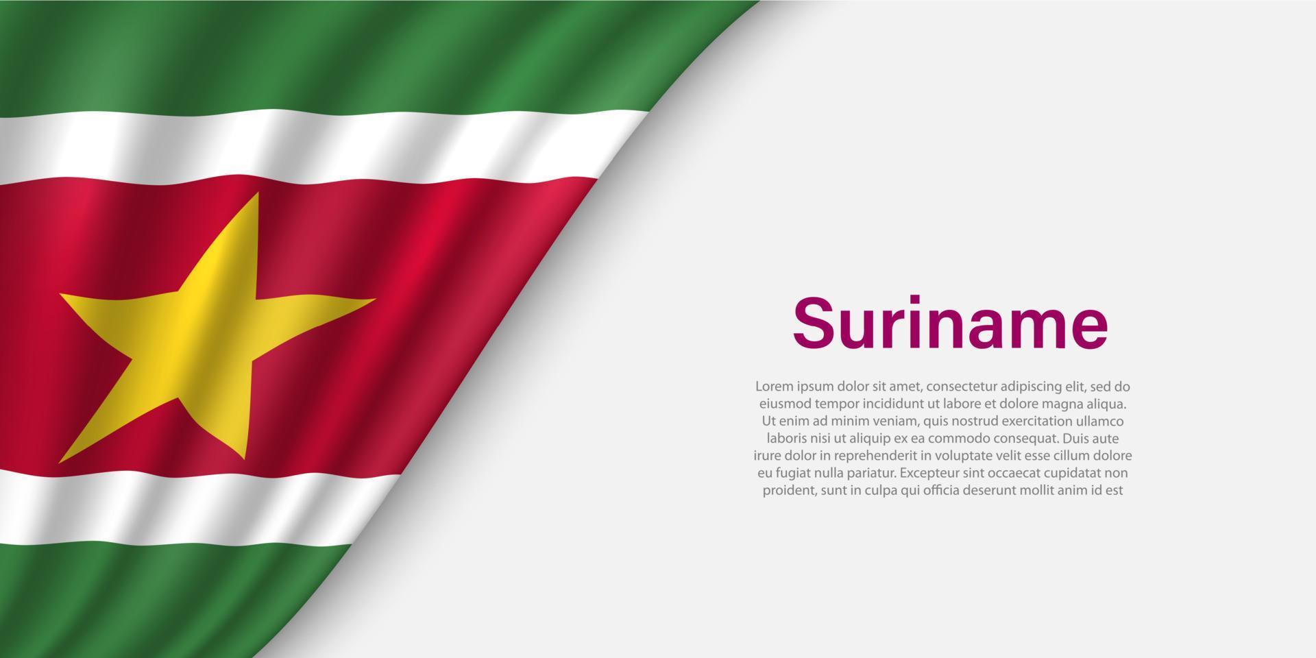 Wave flag of Suriname on white background. vector