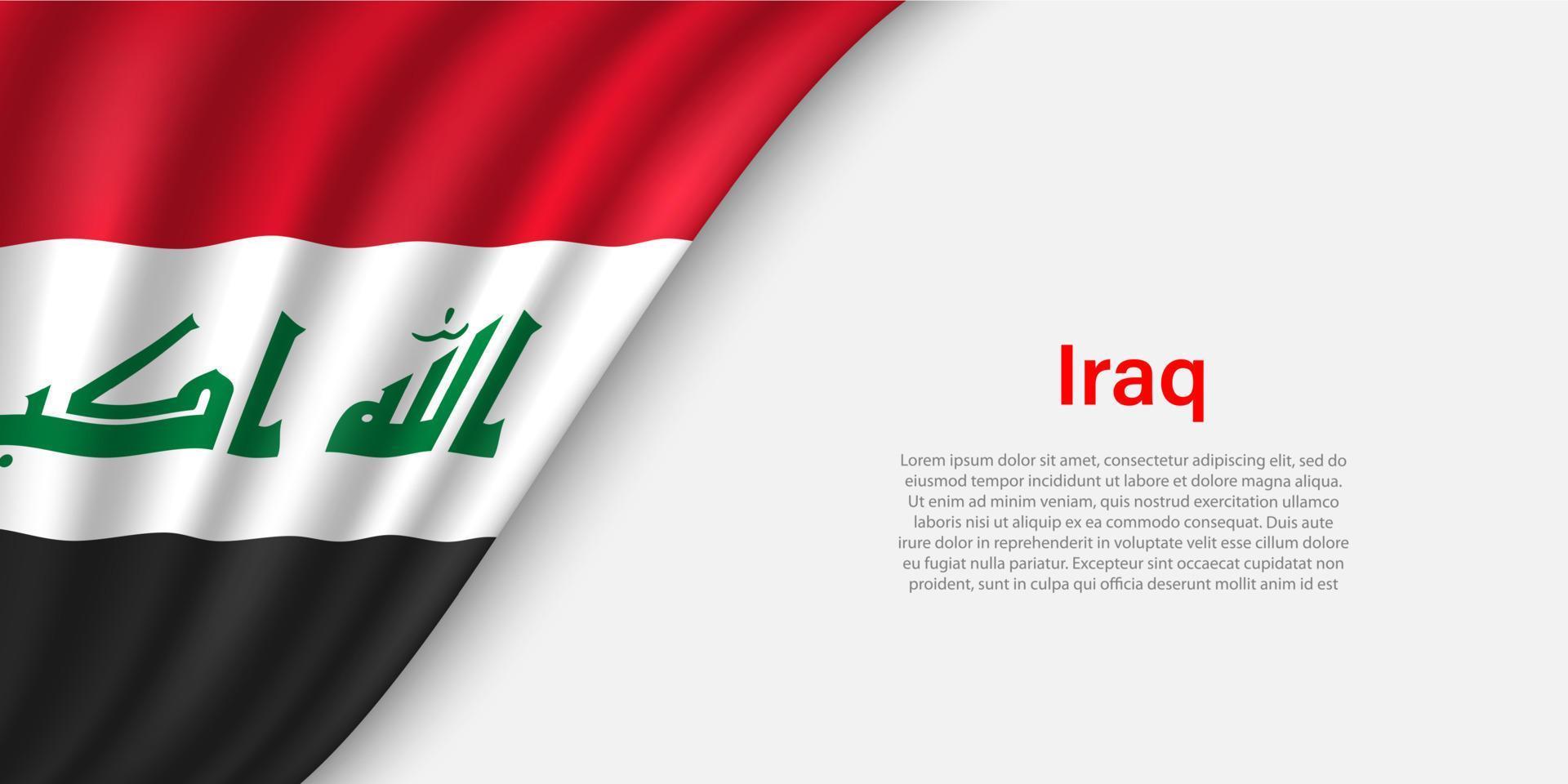 ola bandera de Irak en blanco antecedentes. vector