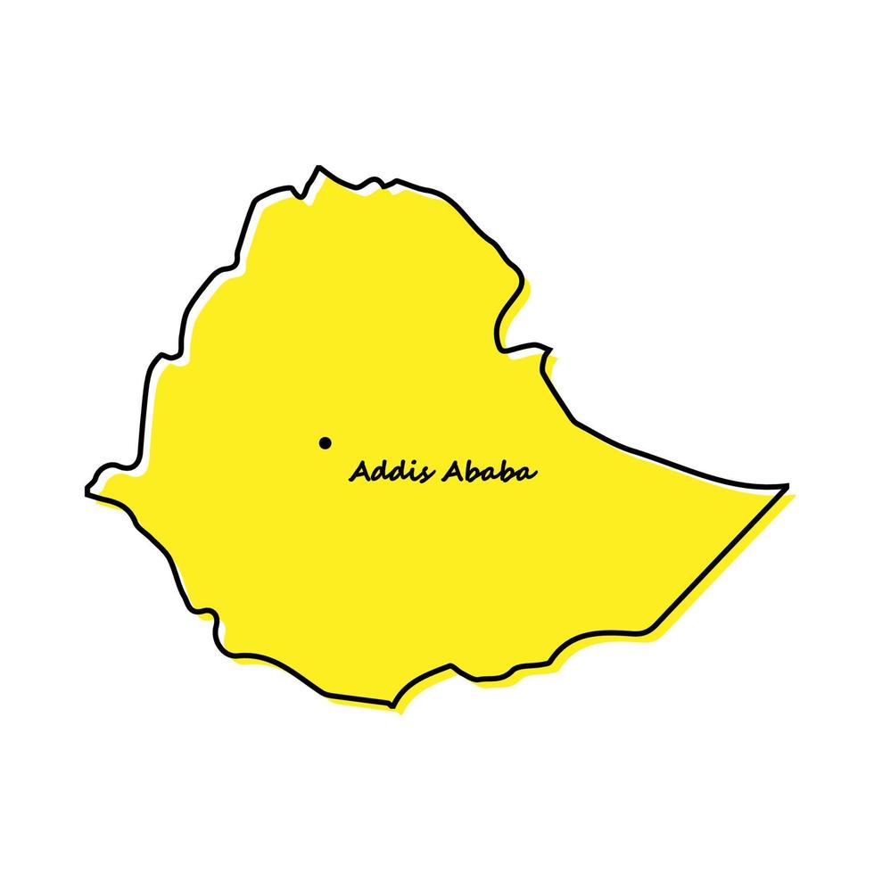 Simple outline map of Ethiopia with capital location vector