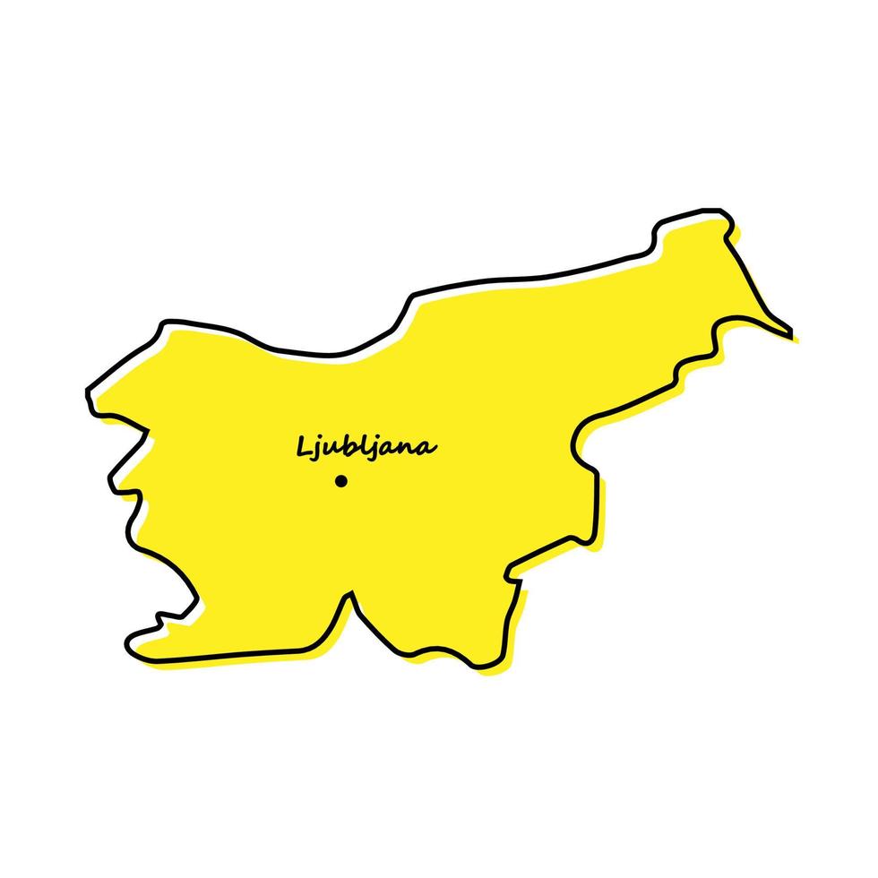 Simple outline map of Slovenia with capital location vector