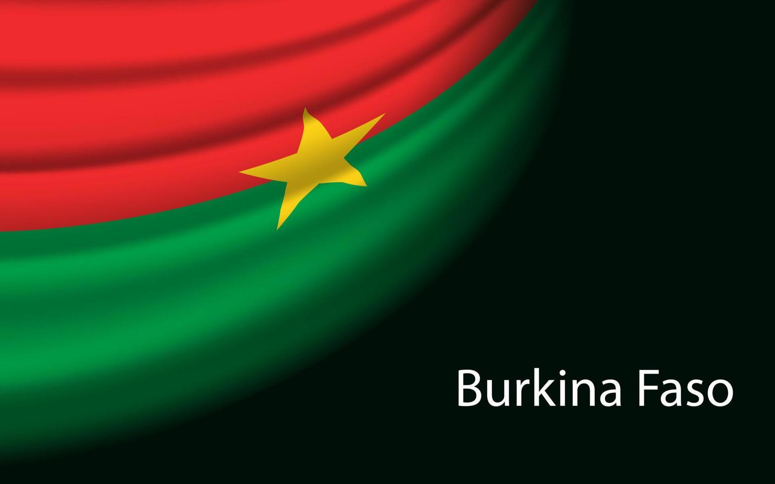Wave flag of Burkina Faso on dark background. vector