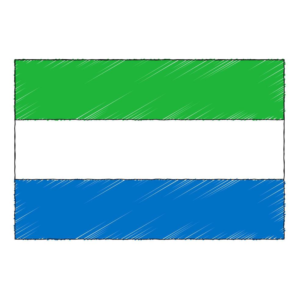 Hand drawn sketch flag of Sierra Leone. doodle style icon vector