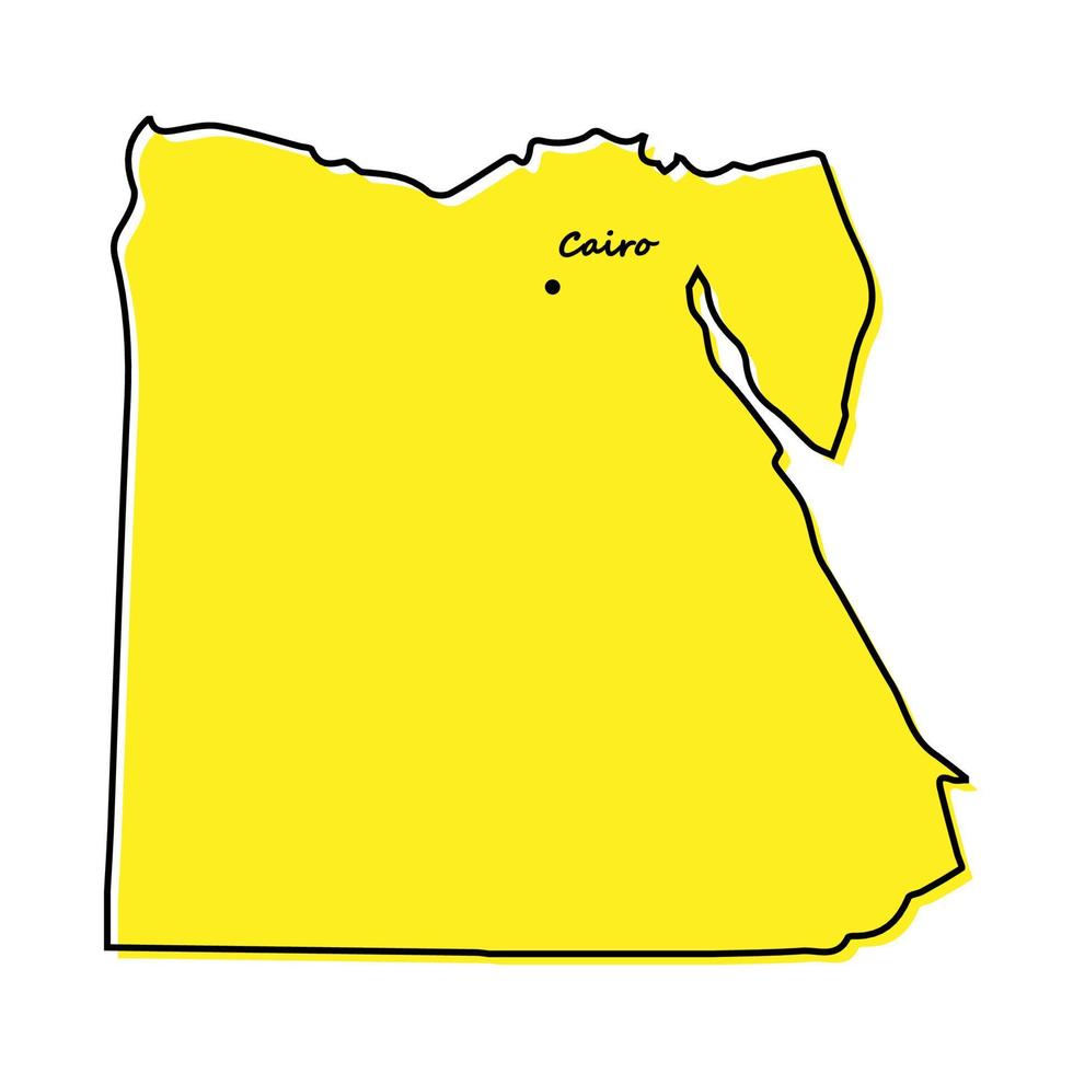 Simple outline map of Egypt with capital location vector