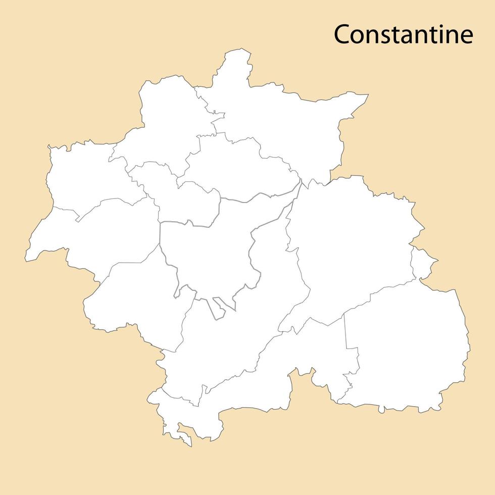 alto calidad mapa de Constantino es un provincia de Argelia vector