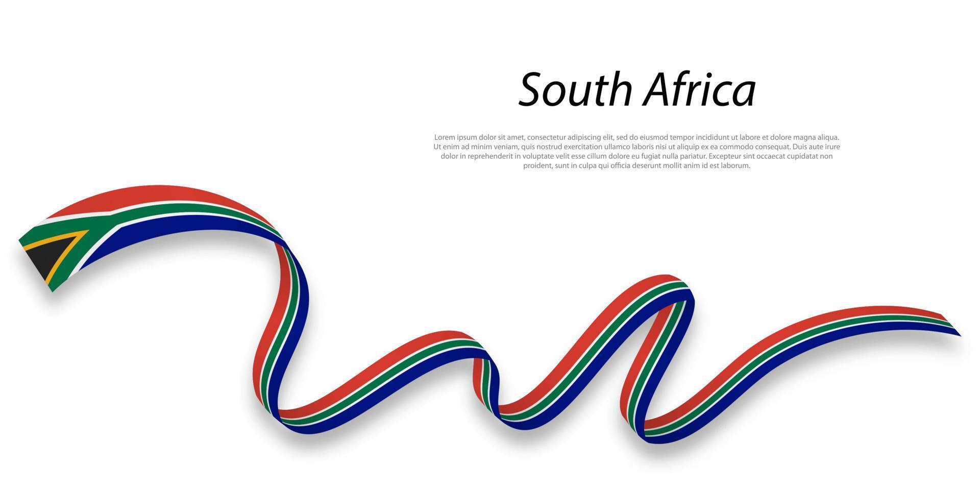 cinta ondeante o pancarta con bandera de sudáfrica. vector