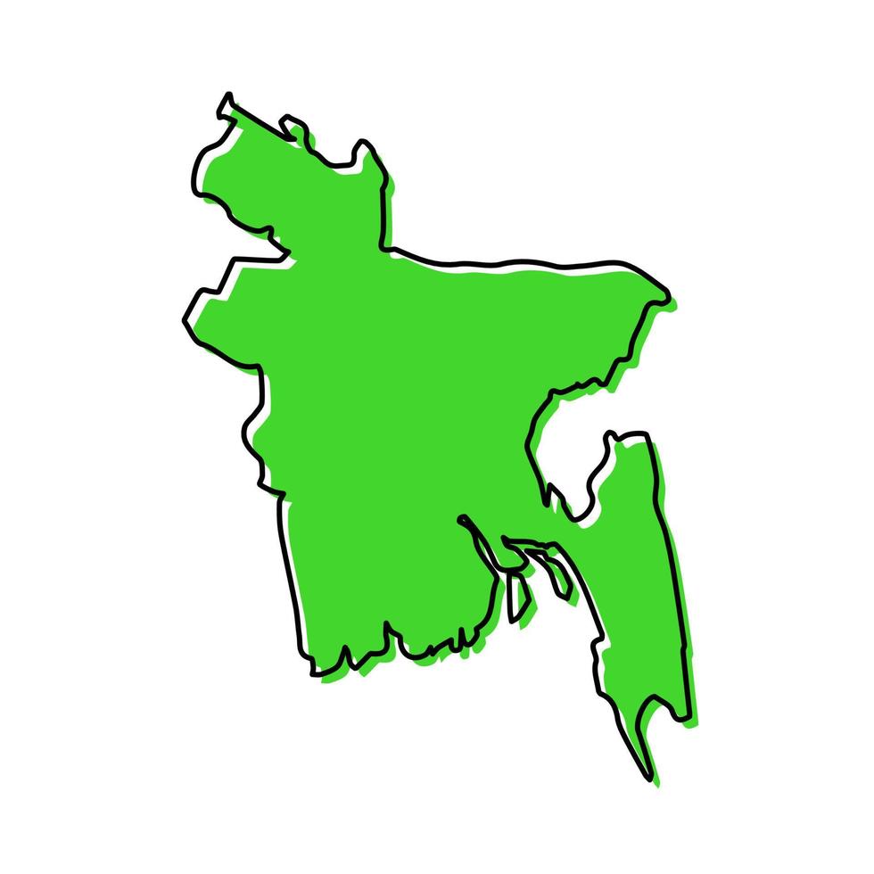 sencillo contorno mapa de bangladesh estilizado línea diseño vector