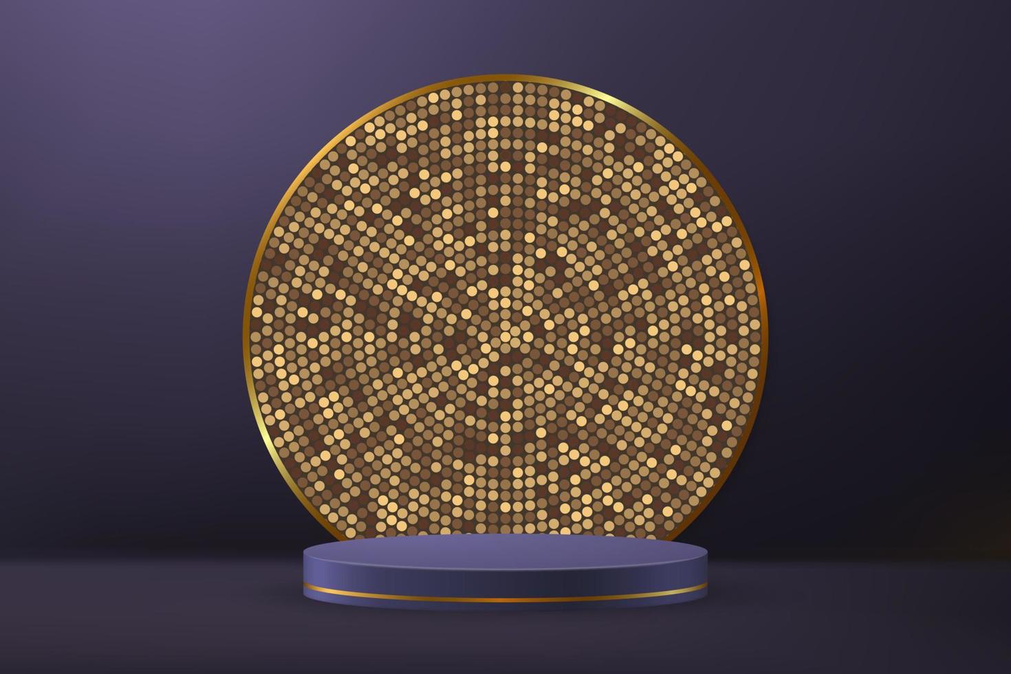 3d realistic podium or pedestal on dark blue luxury background vector