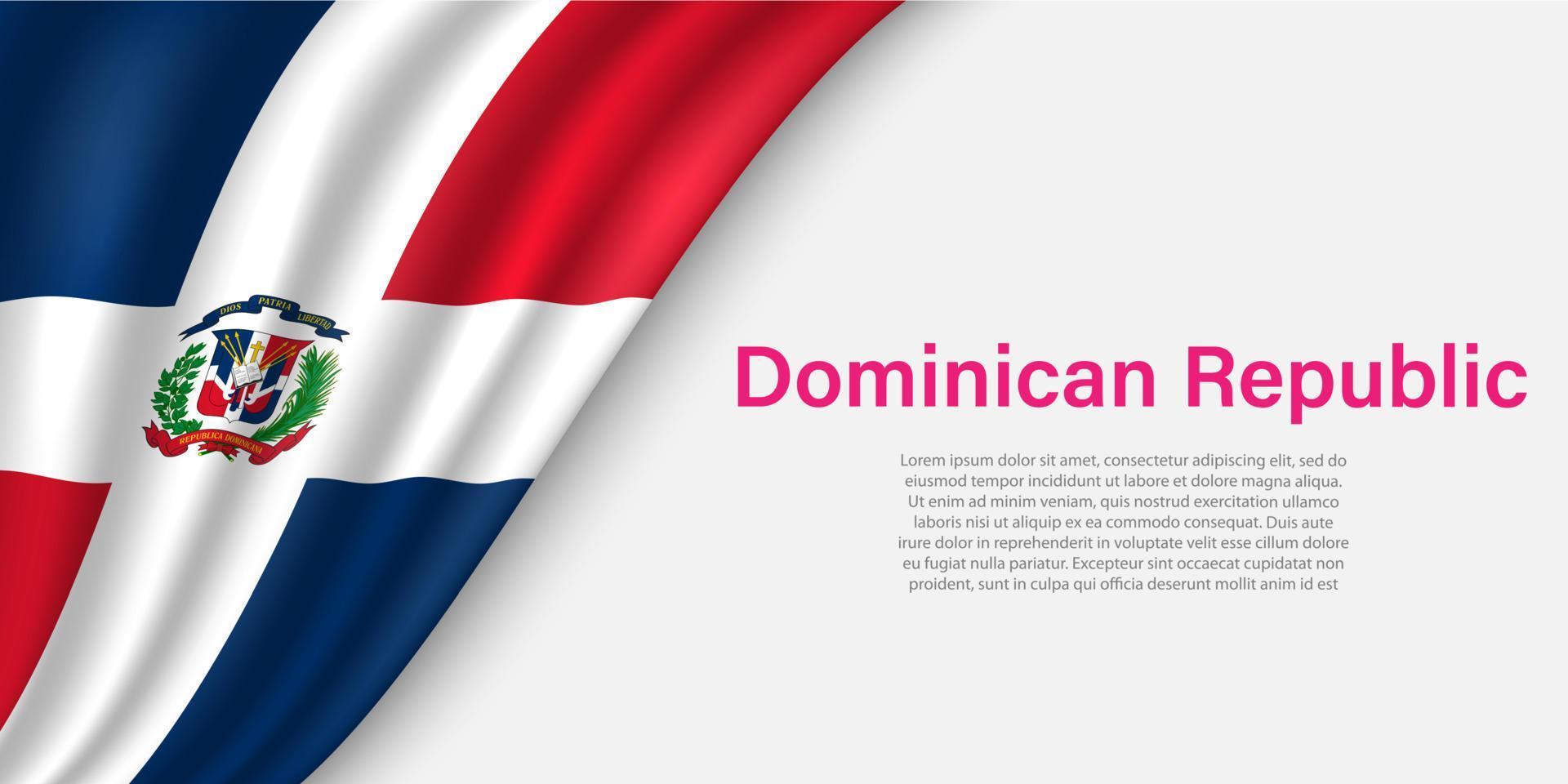 Wave flag of Dominican Republic on white background. vector