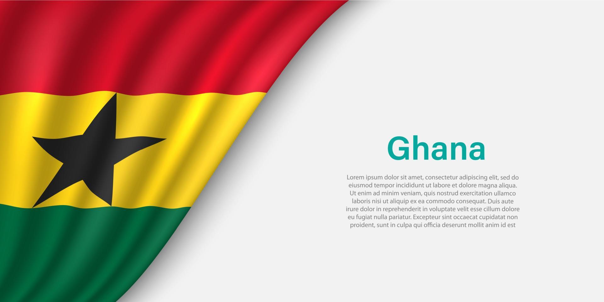 ola bandera de Ghana en blanco antecedentes. vector