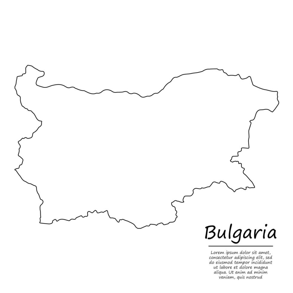 Simple outline map of Bulgaria, silhouette in sketch line style vector