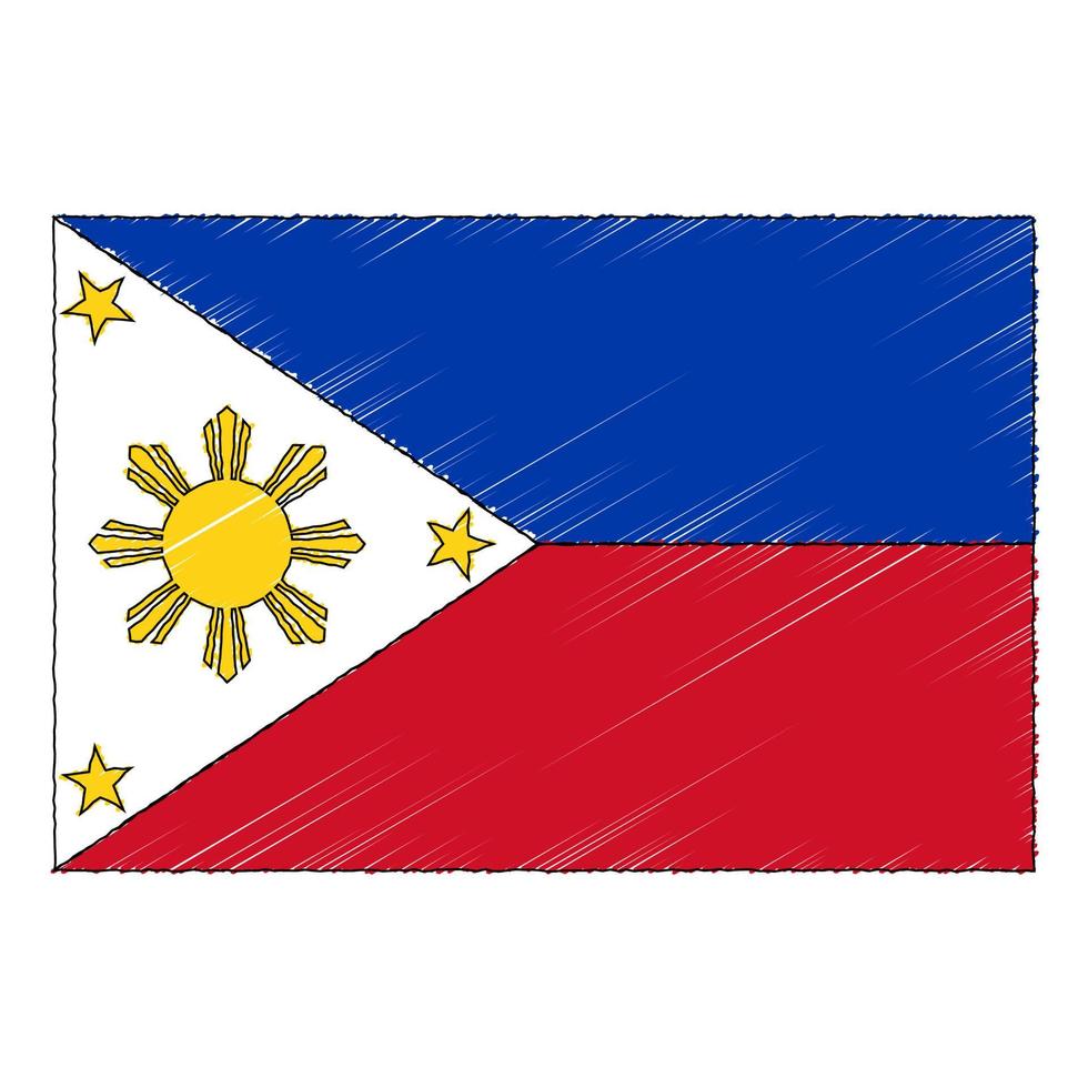 Hand drawn sketch flag of Philippines. Doodle style icon vector